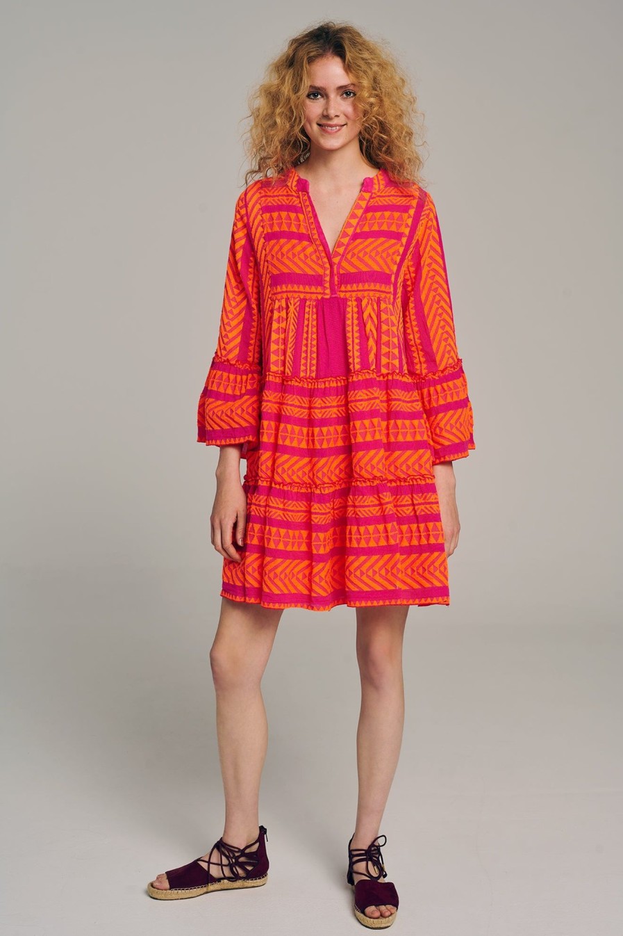 Devotion TWINS Ella Short-N.Orange/Fushia | Kleider