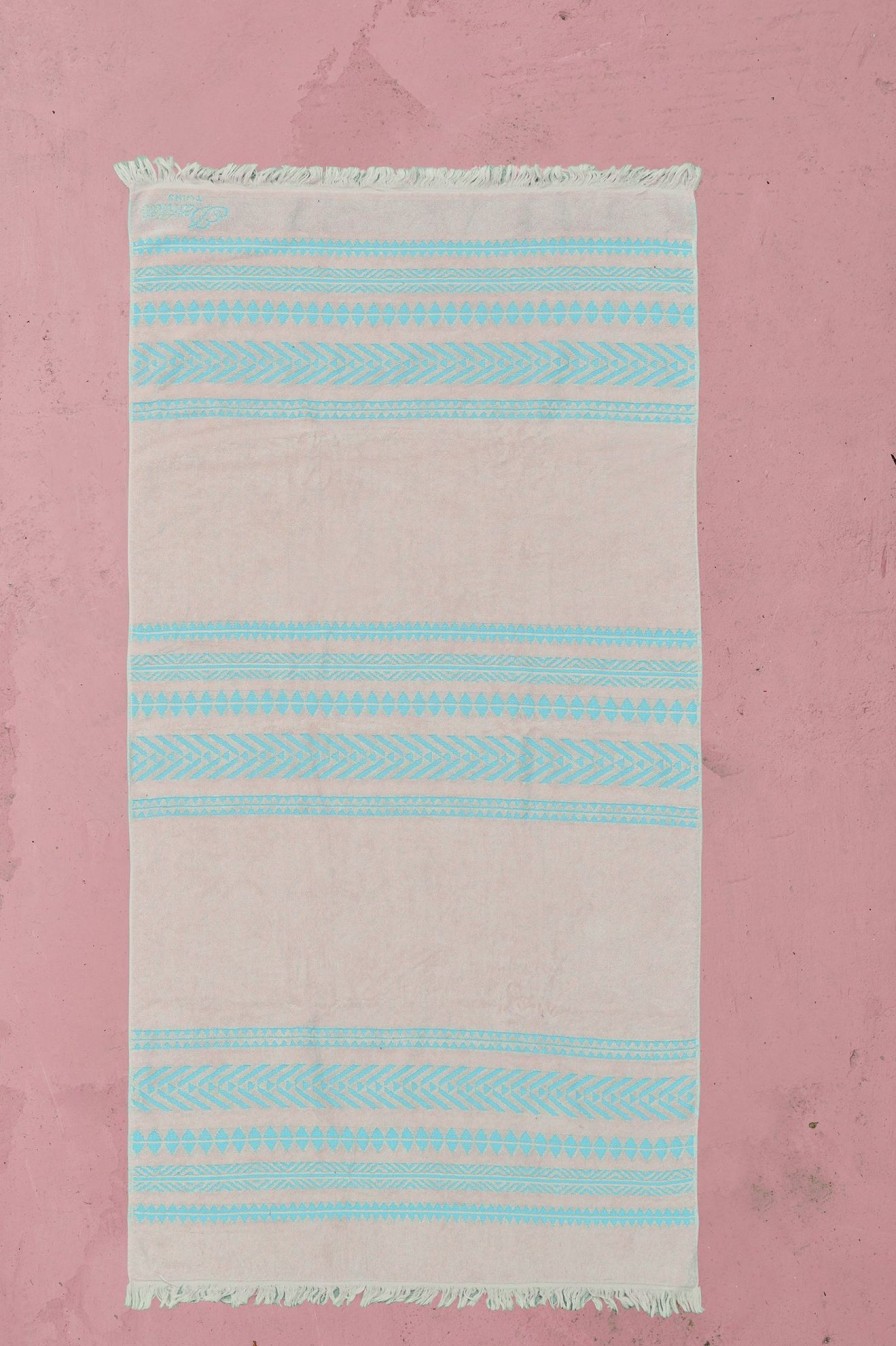 Devotion TWINS Beach Towel-B.Blue/Offwhite | Handtucher