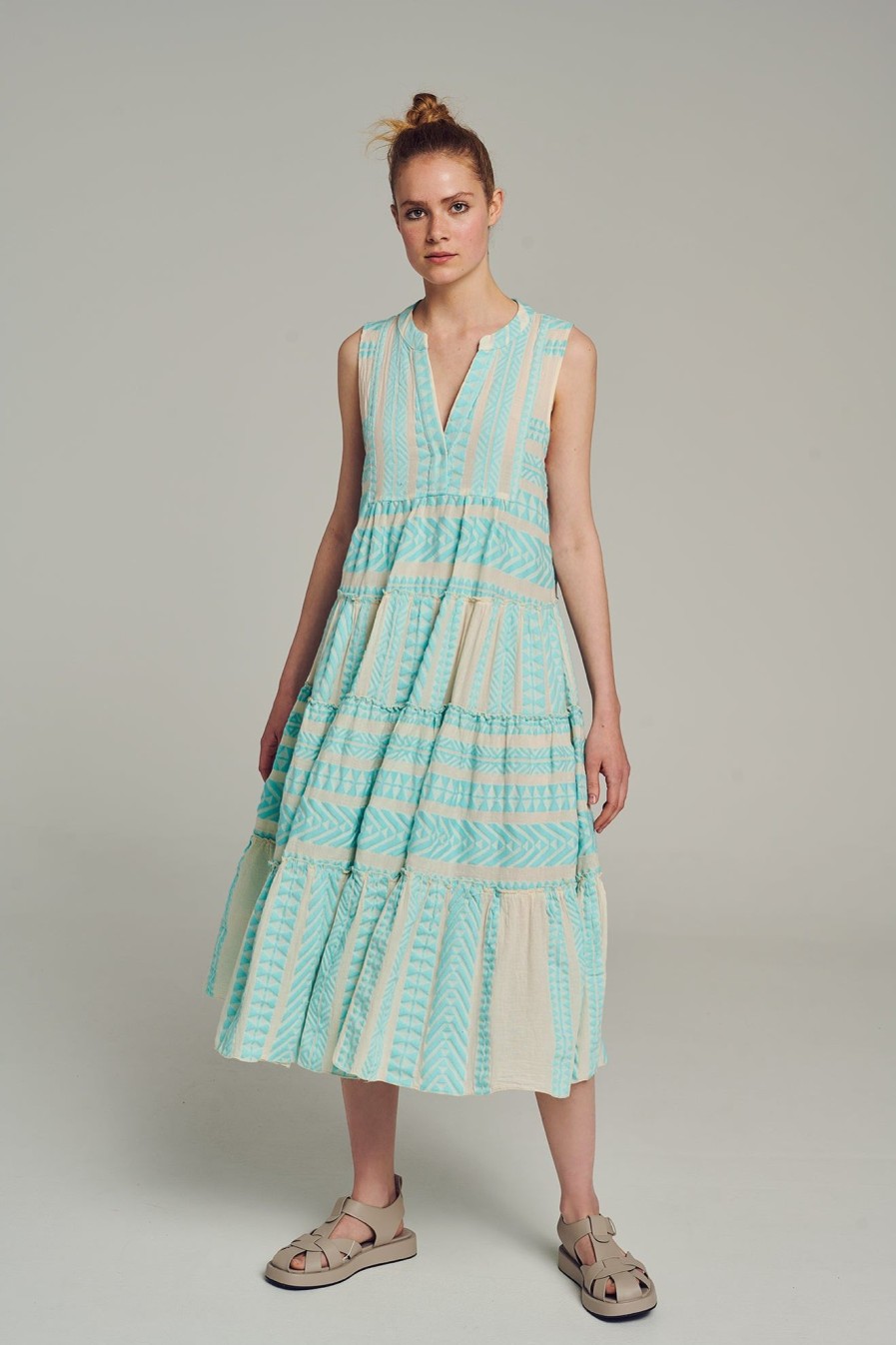 Devotion TWINS Ella Sleeveless Midi-B.Blue/Offwhite | Kleider