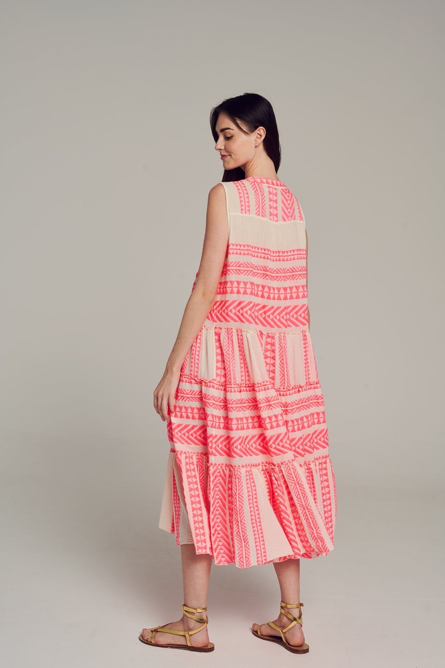 Devotion TWINS Ella Sleeveless Midi-N.Pink/Offwhite | Kleider