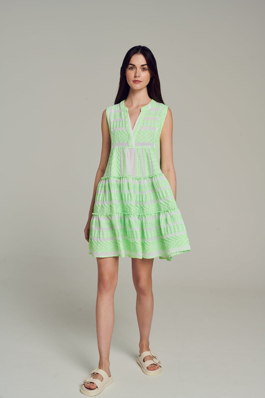 Devotion TWINS Ella Sleeveless Short-N.Gr-N.Lime/White | Kleider