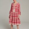 Devotion TWINS Ella Midi-Red/Offwhite | Kleider