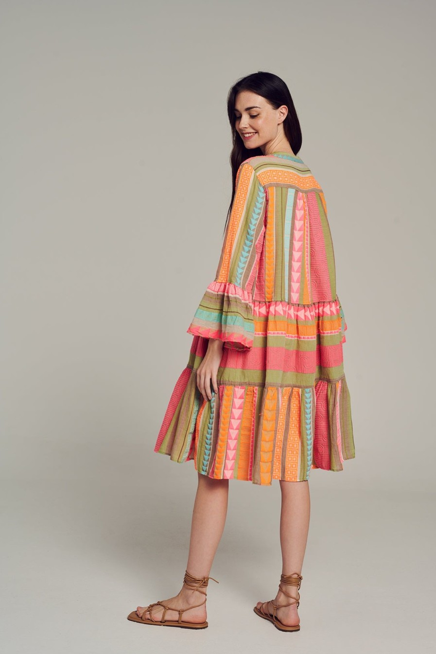 Devotion TWINS Ella Midi-Multi N.Pink/Orange | Kleider