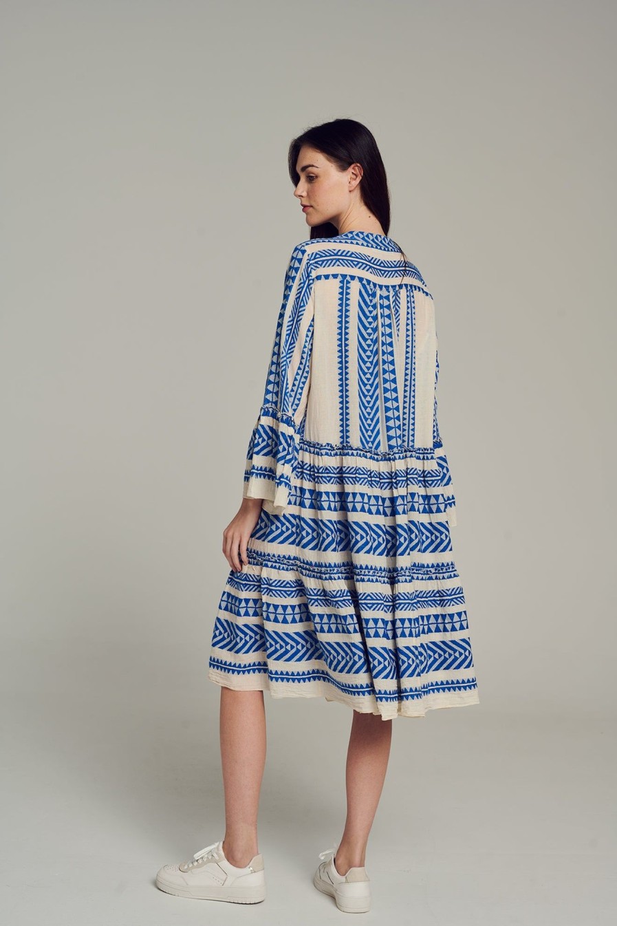 Devotion TWINS Ella Midi-Blue/Offwhite | Kleider