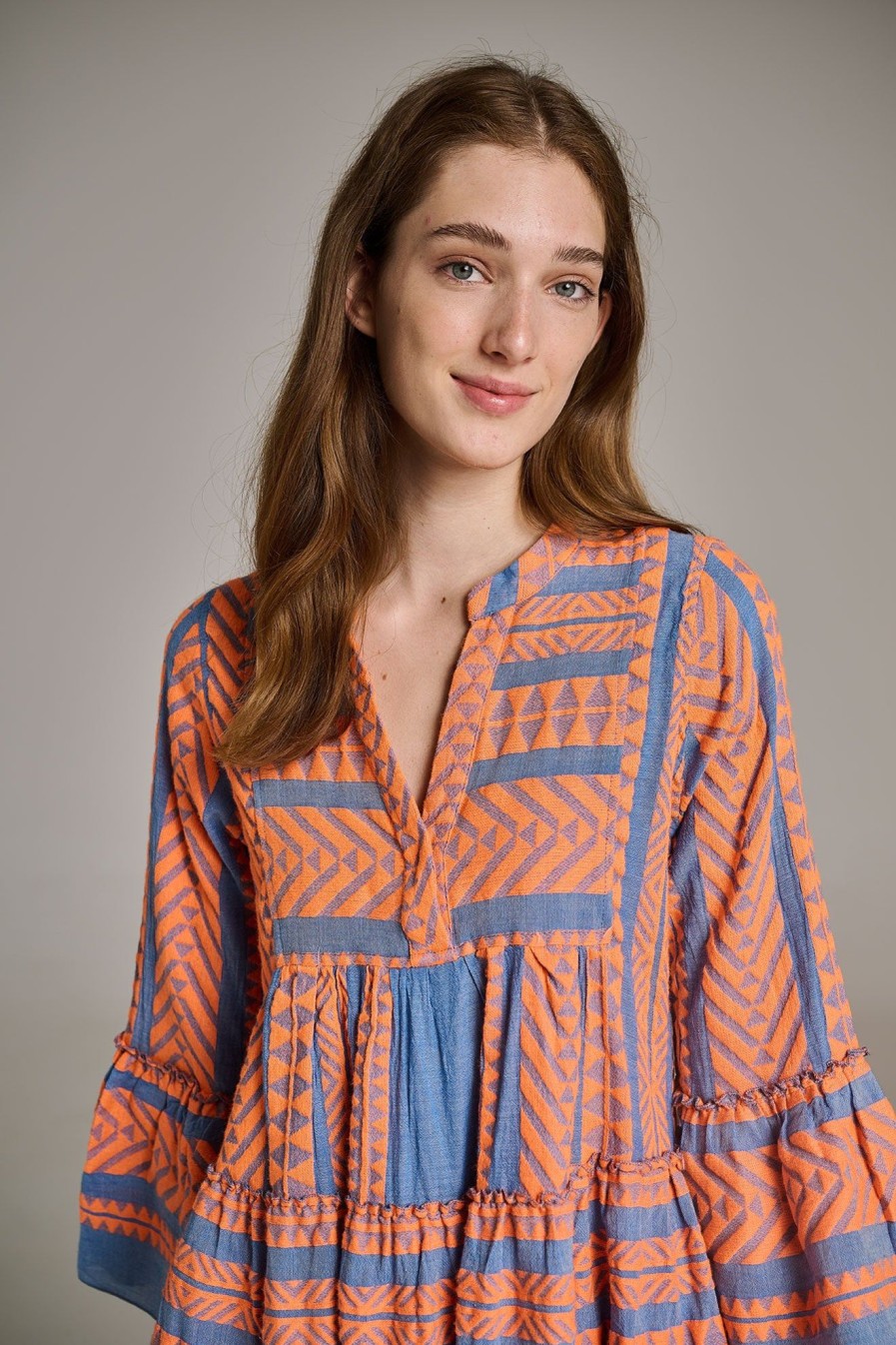 Devotion TWINS Ella Midi-Orange/Blue | Kleider