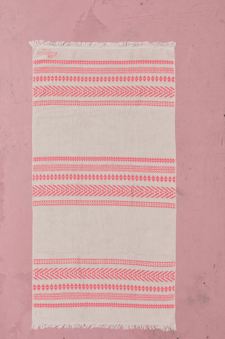 Devotion TWINS Beach Towel-N.Pink/Offwhite | Handtucher